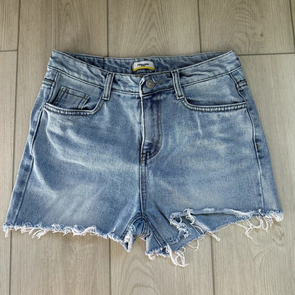 Poclain Jeans cut off raw hem denim jeans shorts Korean fashion medium 28